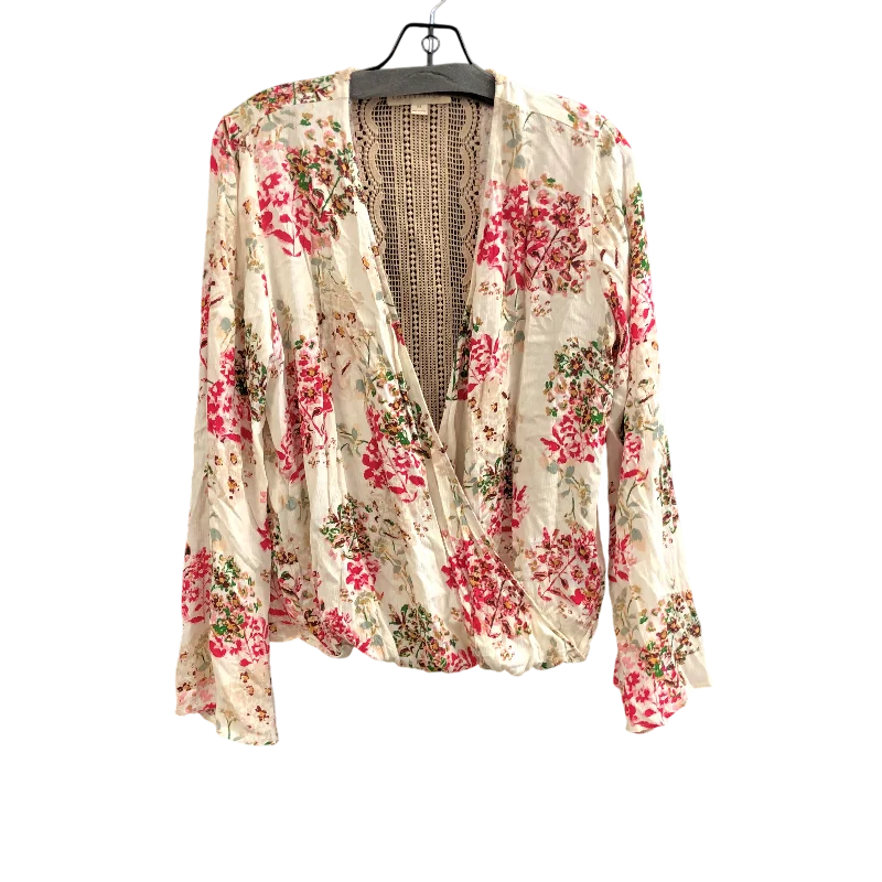 Cool Bottoms Top Long Sleeve By Love Stitch In Floral Print, Size: M