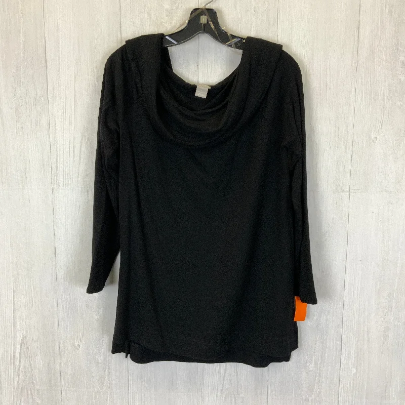 Casual Trousers Top Long Sleeve Basic By Chicos In Black, Size: M