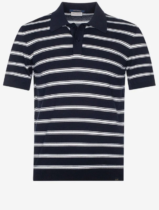Layered Clothing Knitted Polo Shirt Navy