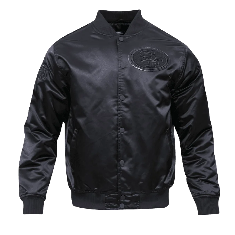 Smart Suits NFL SAN FRANCISCO 49ERS TRIPLE BLACK MEN'S SATIN JACKET (TRIPLE BLACK) Smart Suits NFL SAN FRANCISCO 49ERS TRIPLE BLACK MEN'S SATIN JACKET (TRIPLE BLACK)