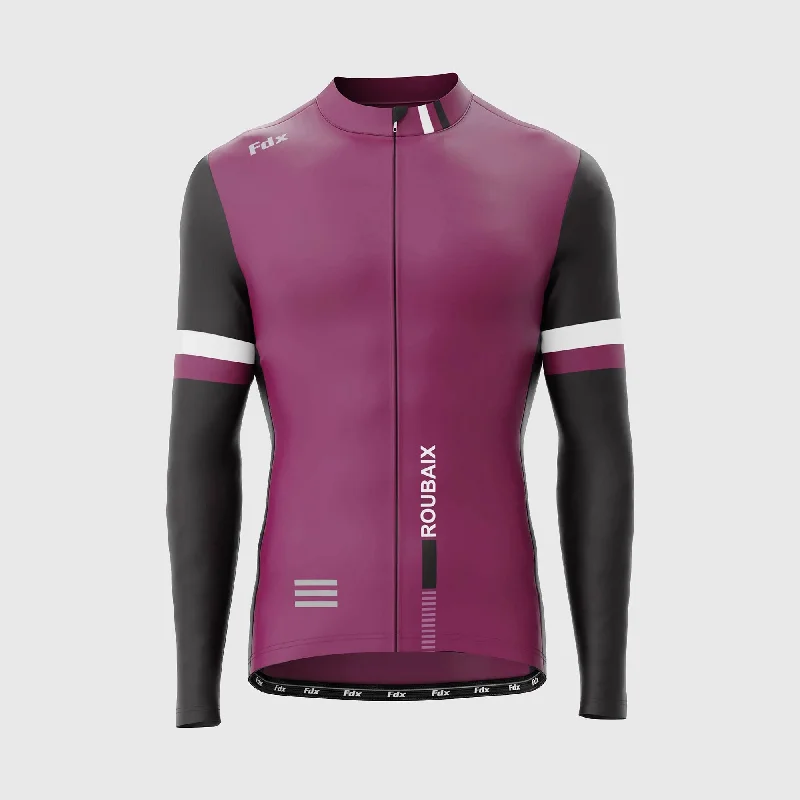 Layered Outfits Fdx Limited Edition Men's & Boy's Purple Thermal Roubaix Long Sleeve Cycling Jersey
