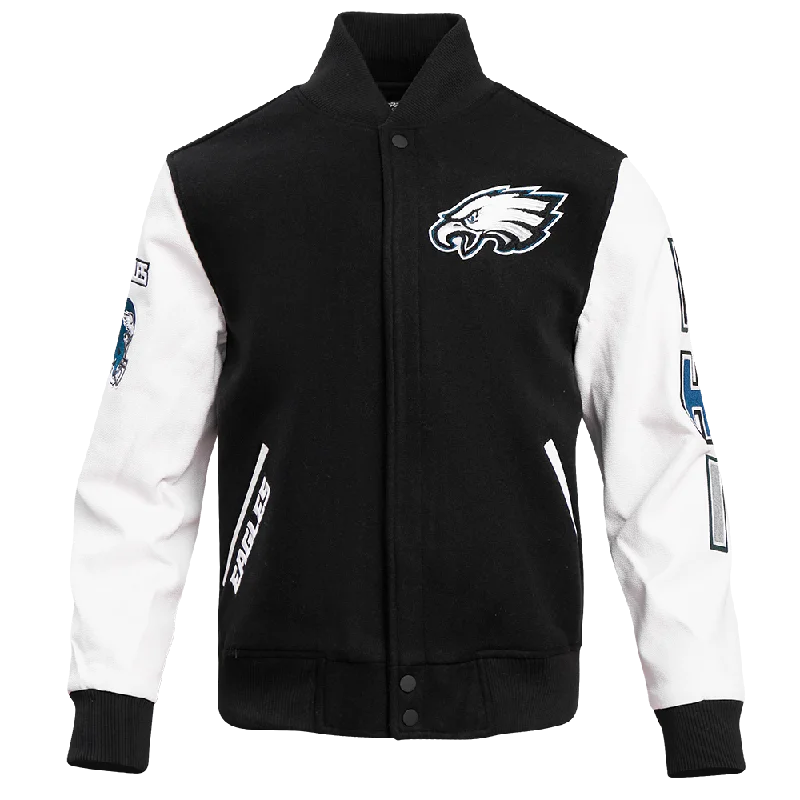 Casual Fits NFL PHILADELPHIA EAGLES CLASSIC WOOL MEN'S VARSITY JACKET (BLACK/WHITE) Casual Fits NFL PHILADELPHIA EAGLES CLASSIC WOOL MEN'S VARSITY JACKET (BLACK/WHITE)
