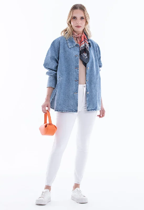 Trendy Apparel Oversized Light Blue Denim Jacket