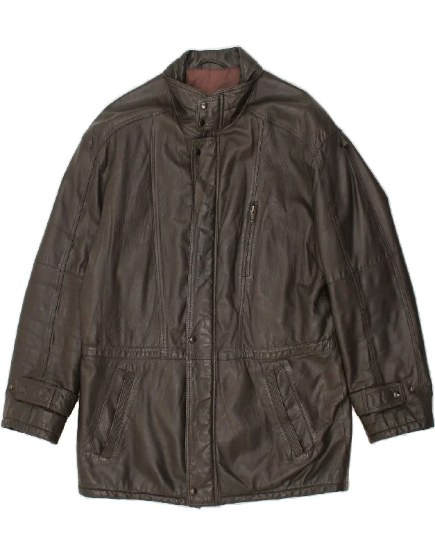 Comfortable Fits VINTAGE Mens Leather Jacket IT 52 XL Brown