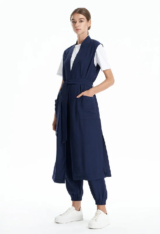 Winter Outfits Solid Vest Maxi Jacket