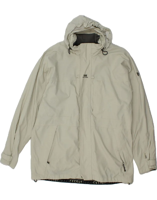 Comfortable Fits HELLY HANSEN Mens Hooded Rain Jacket UK 42 XL Off White