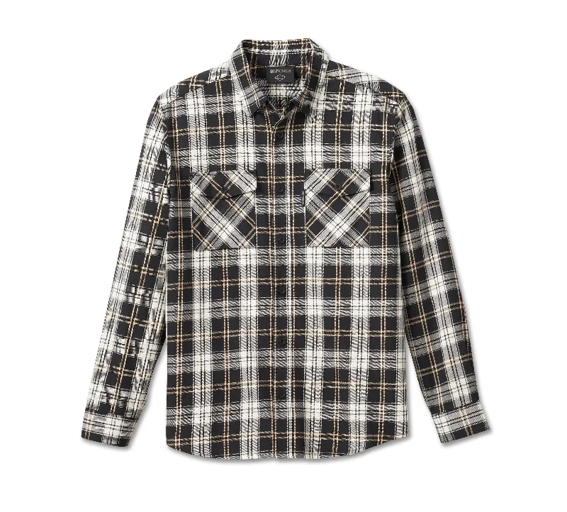Basic Essentials Harley-Davidson Men's Essence Plaid Button Long Sleeve Shirt - Black, 96649-23VM Basic Essentials Harley-Davidson Men's Essence Plaid Button Long Sleeve Shirt - Black, 96649-23VM