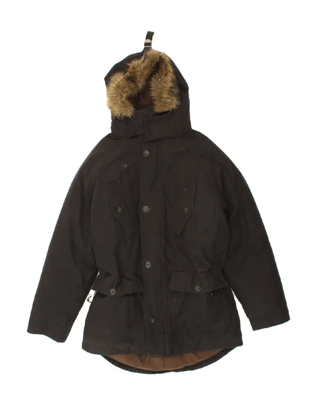 Relaxed Styles TIMBERLAND Mens Hooded Parka Jacket UK 36 Small Black Cotton