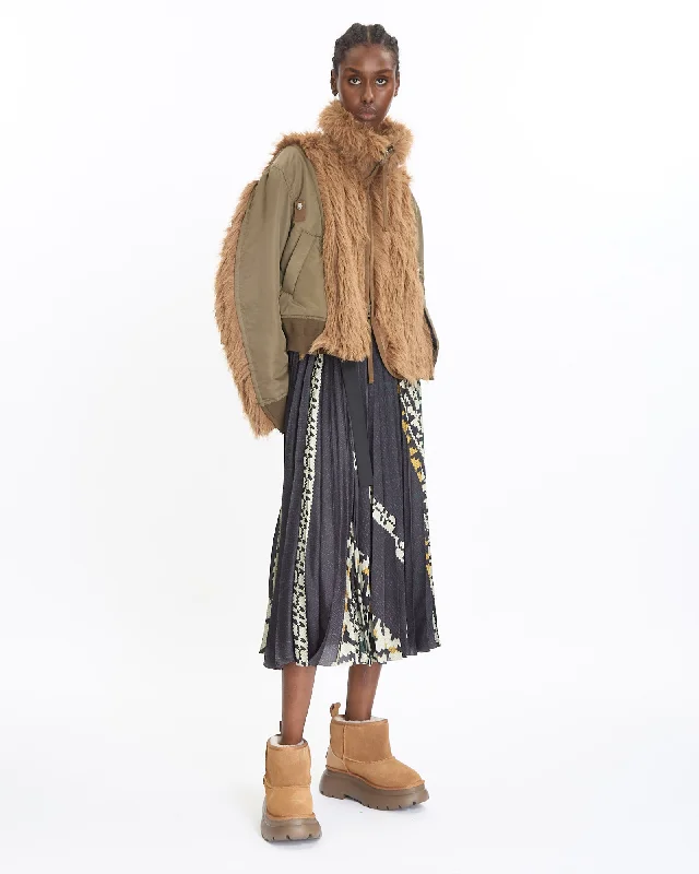 Layered Styles Faux Fur x Nylon Blouson
