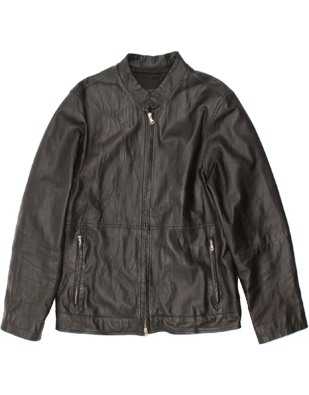 Practical Clothing VINTAGE Mens Leather Jacket IT 48 Medium Black Leather