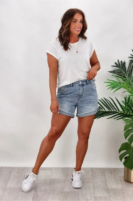 Summer Trends Shine On Label Baxter Short Washed Blue
