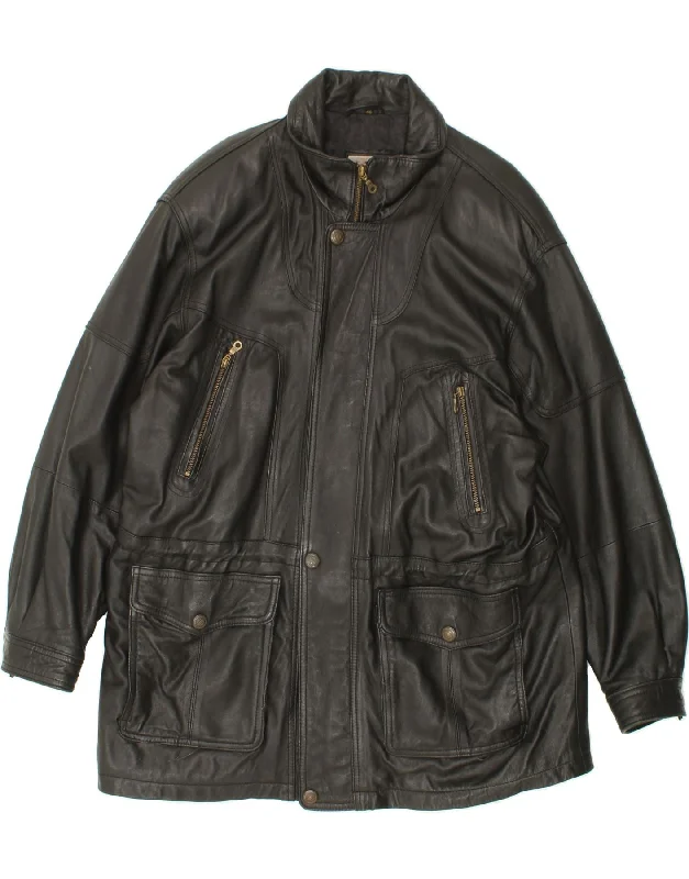Bold Colors VINTAGE Mens Leather Jacket UK 46 3XL Black Leather