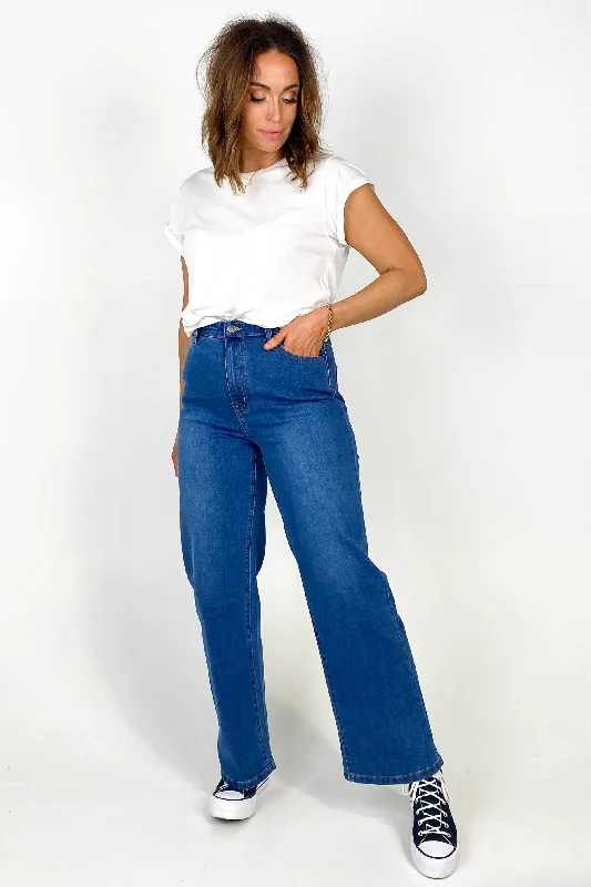 Minimalist Pieces Wakee Gemma Wide Leg Jeans Dark Blue