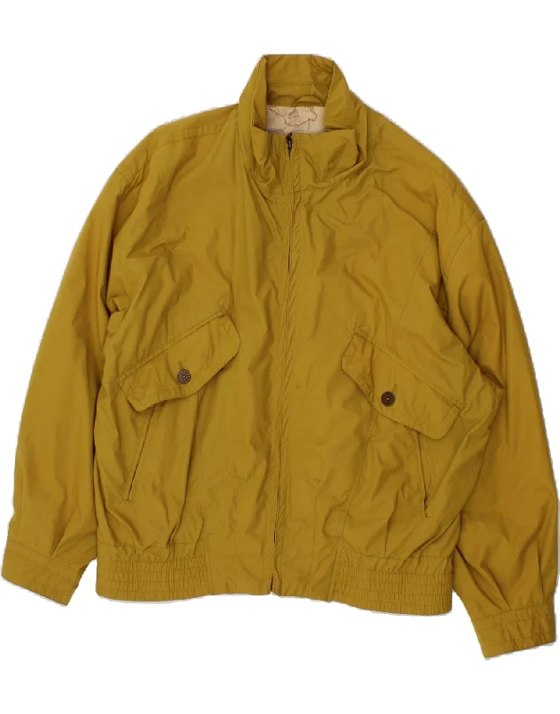 Daily Looks VINTAGE Mens Bomber Jacket UK 44 2XL Yellow Cotton