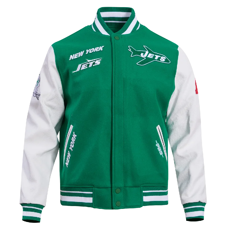 Classic Fits NFL NEW YORK JETS RETRO CLASSIC MEN'S RIB WOOL VARSITY JACKET (KELLY GREEN/ WHITE) Classic Fits NFL NEW YORK JETS RETRO CLASSIC MEN'S RIB WOOL VARSITY JACKET (KELLY GREEN/ WHITE)