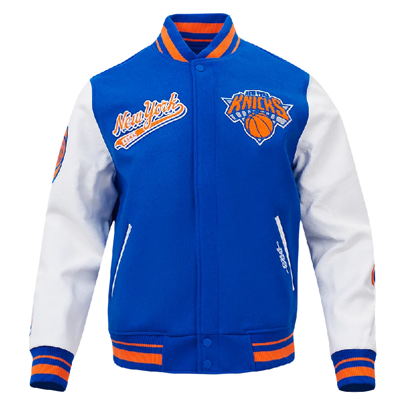 Bold Colors NBA NEW YORK KNICKS SCRIPT TAIL MEN'S RIB WOOL VARSITY (ROYAL/ORANGE/ROYAL) Bold Colors NBA NEW YORK KNICKS SCRIPT TAIL MEN'S RIB WOOL VARSITY (ROYAL/ORANGE/ROYAL)