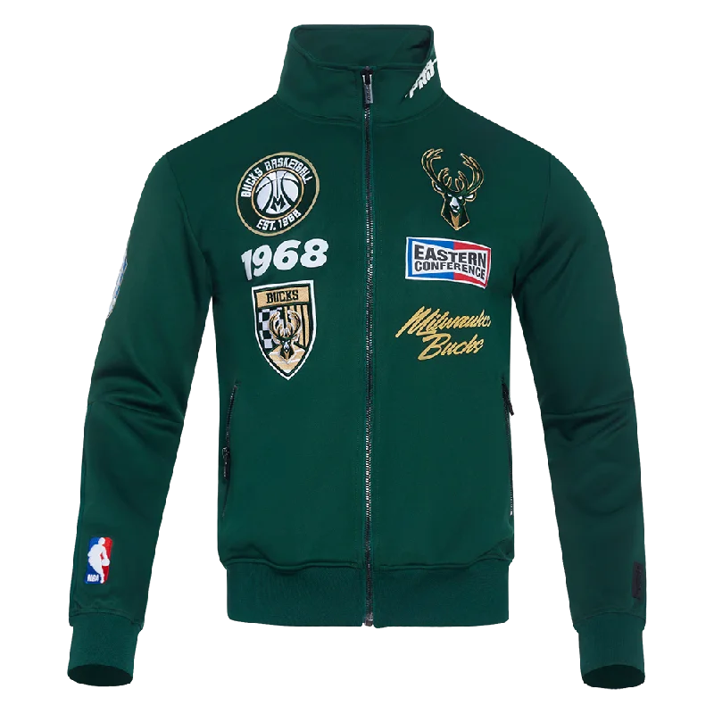 Travel Wardrobe NBA MILWAUKEE BUCKS FAST LANE MEN'S DK TRACK JACKET (FOREST GREEN)