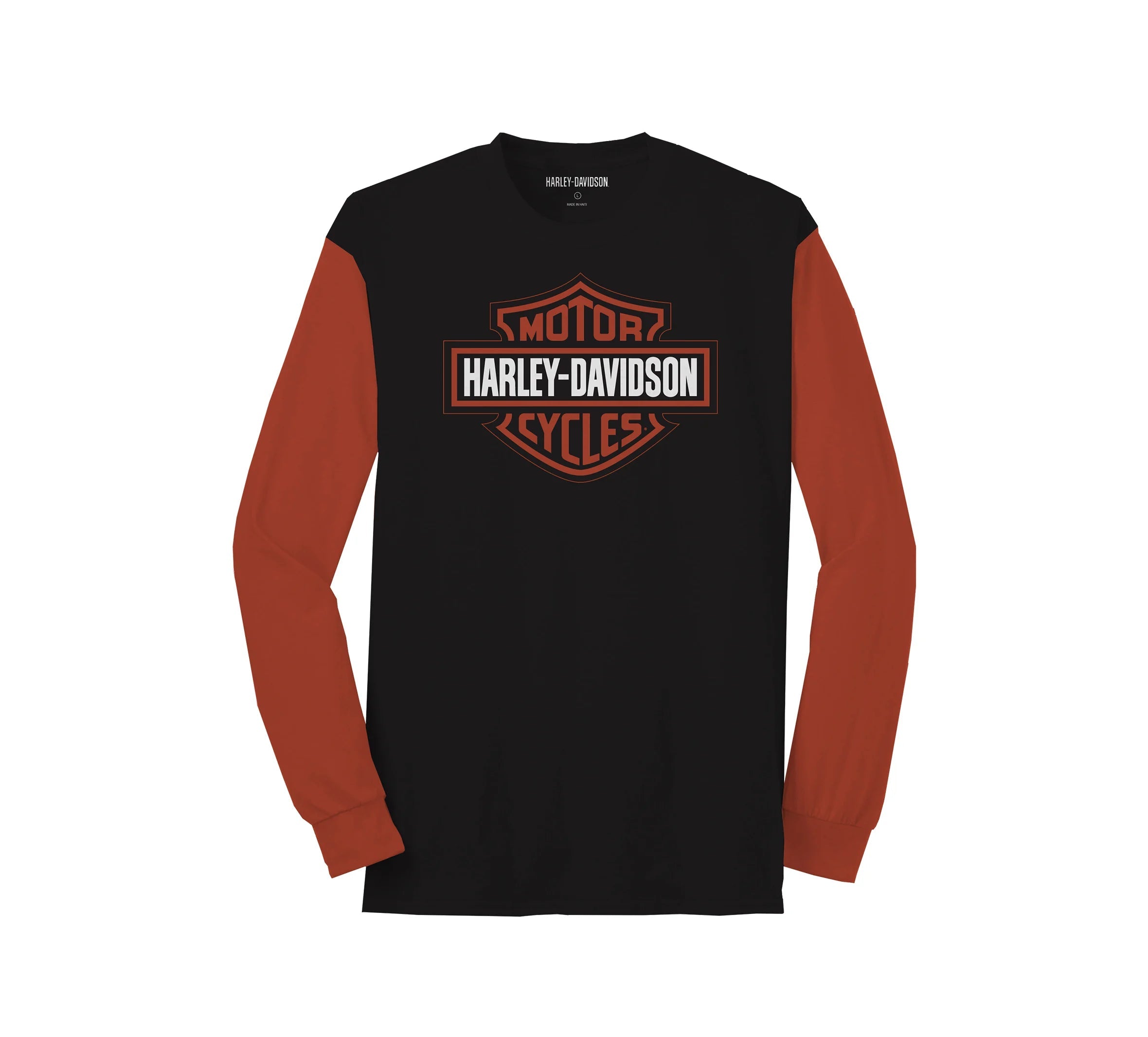 Functional Wear Harley-Davidson Men's Bar & Shield Colorblock Tee, Orange / Black - 99067-22VM Functional Wear Harley-Davidson Men's Bar & Shield Colorblock Tee, Orange / Black - 99067-22VM