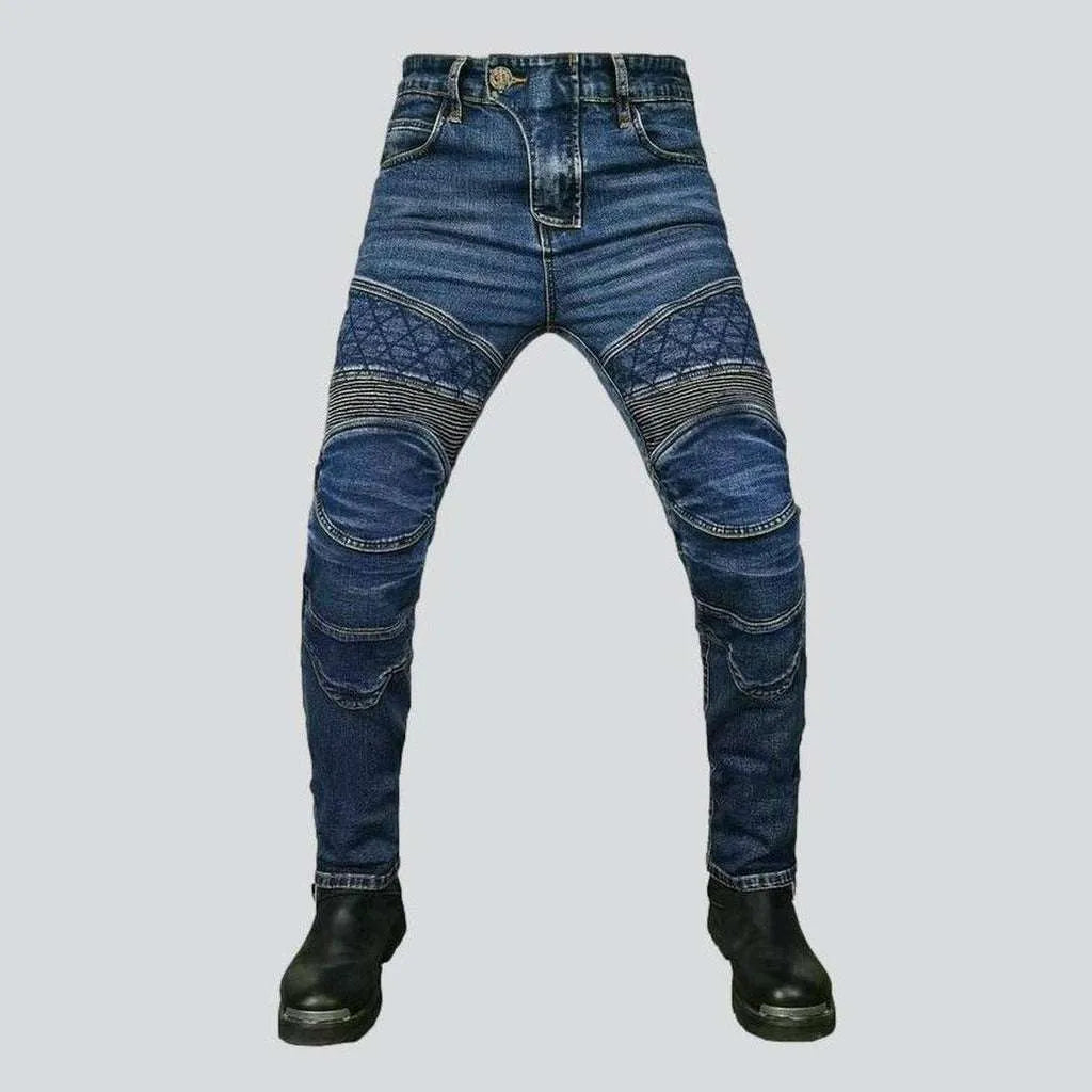 Active Wear Embroidered men's biker denim pants