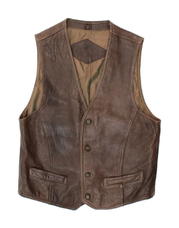 Layered Outfits TRAPPER Mens Leather Waistcoat IT 54 XL Brown Leather