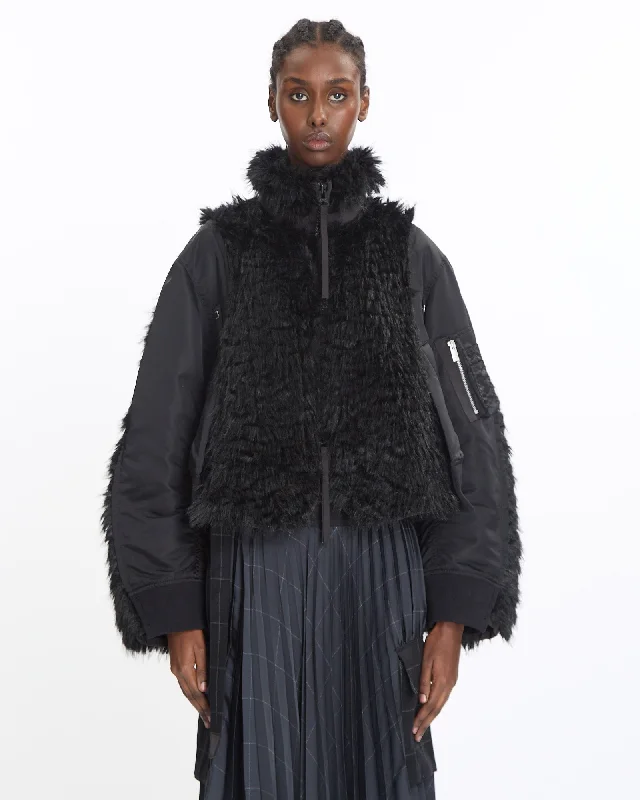 Bold Colors Faux Fur x Nylon Blouson