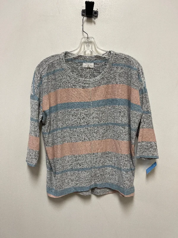 Fresh Outfit Top Long Sleeve By Lou And Grey In Grey & Pink, Size: Xs