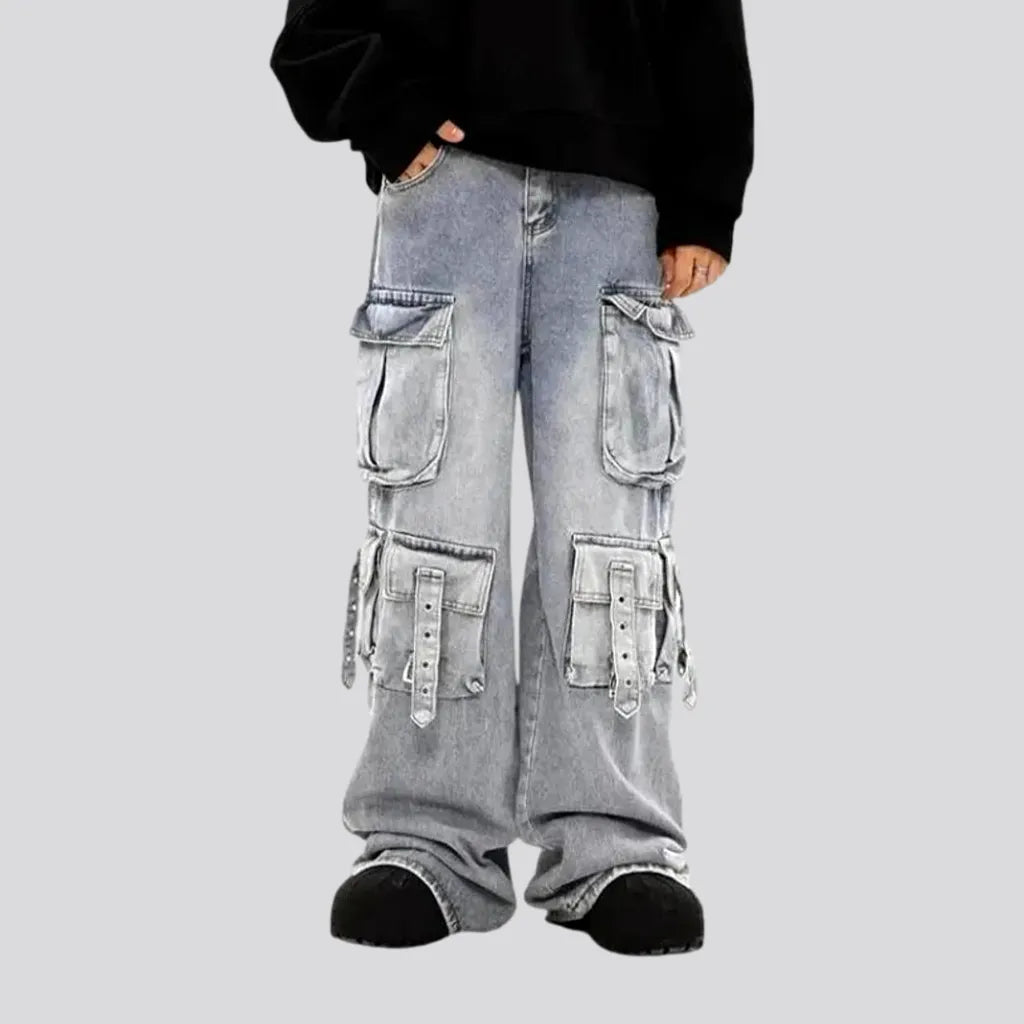 Easygoing Wardrobe Baggy cargo multi pocket men's jeans