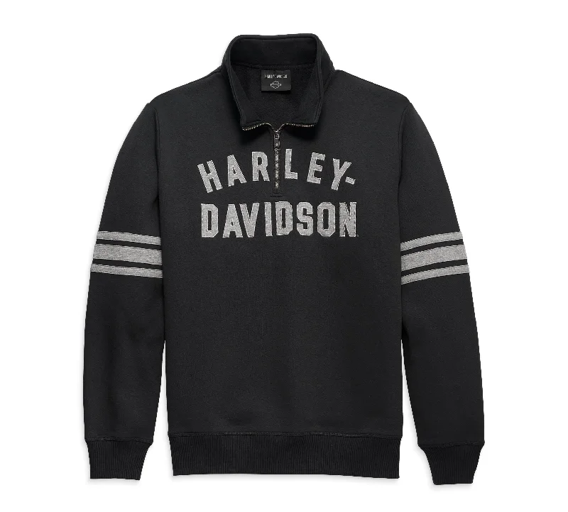 Summer Wear Harley-Davidson Men's Staple 1/4 Zip Pullover, Black Beauty - 96014-23VM Summer Wear Harley-Davidson Men's Staple 1/4 Zip Pullover, Black Beauty - 96014-23VM