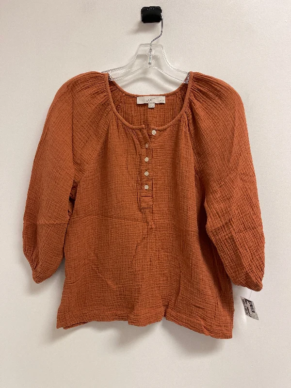 Urban Outfits Top Long Sleeve By Loft In Orange, Size: Sp
