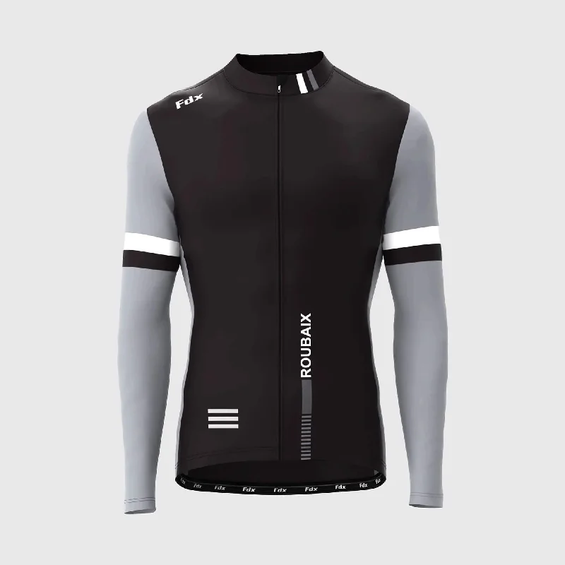 Fashion Pants Fdx Limited Edition Men's & Boy's Black Thermal Roubaix Long Sleeve Cycling Jersey
