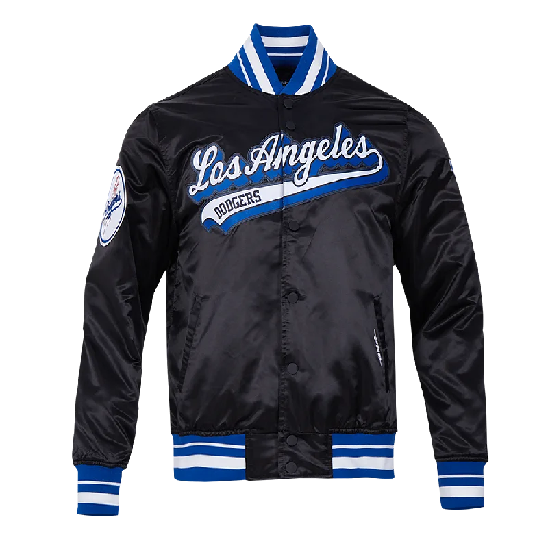 Weekend Styles MLB LOS ANGELES DODGERS SCRIPT TAIL MEN'S SATIN JACKET (BLACK/DODGER BLUE) Weekend Styles MLB LOS ANGELES DODGERS SCRIPT TAIL MEN'S SATIN JACKET (BLACK/DODGER BLUE)