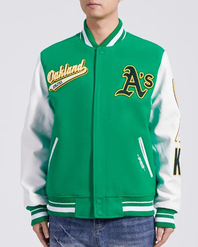 Comfy Tops MLB OAKLAND ATHLETICS SCRIPT TAIL MEN'S RIB WOOL VARSITY (KELLY GREEN/ WHITE) Comfy Tops MLB OAKLAND ATHLETICS SCRIPT TAIL MEN'S RIB WOOL VARSITY (KELLY GREEN/ WHITE)