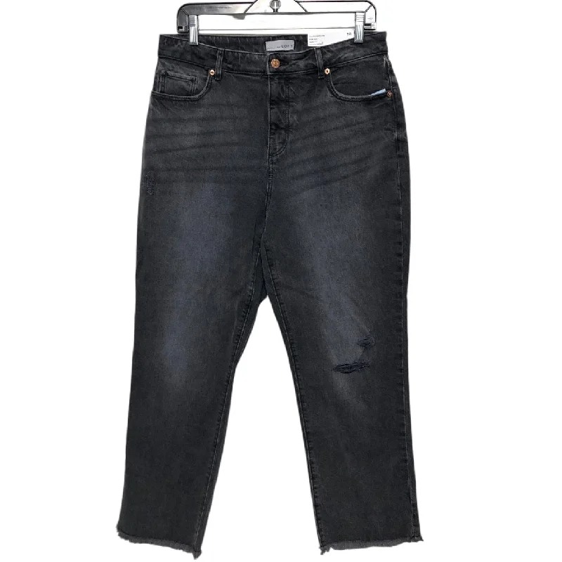 Comfy Tops Jeans Cropped By Loft In Black Denim, Size: 10