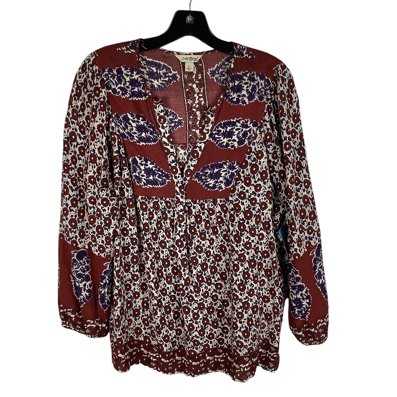 Smart Tops Top Long Sleeve By Lucky Brand In Brown, Size: L