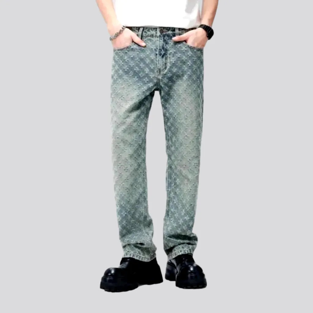 Basic Essentials Mid-waist embroidered jeans
 for men