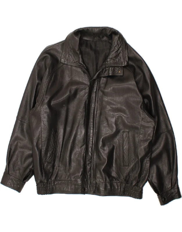 All-Season Wear VINTAGE Mens Leather Jacket UK 42 XL Black
