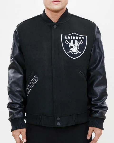 Fashion Bottoms NFL OAKLAND RAIDERS CLASSIC WOOL MEN'S VARSITY JACKET (BLACK)