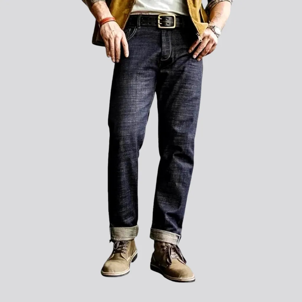 Modern Clothing Casual fit dark pattern self-edge men's jeans