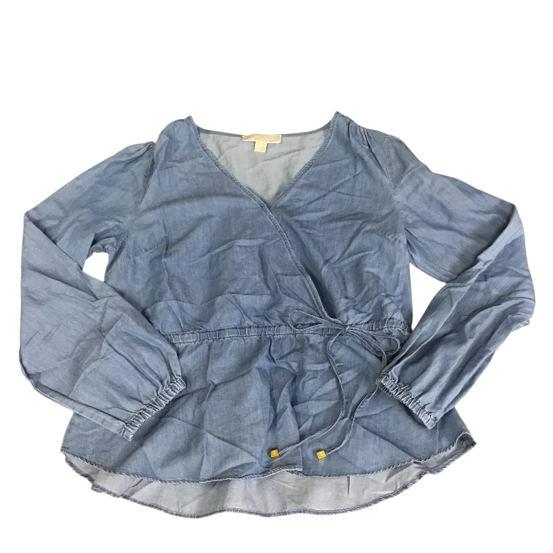 Classic Styles Top Long Sleeve By Michael By Michael Kors In Blue Denim, Size: M