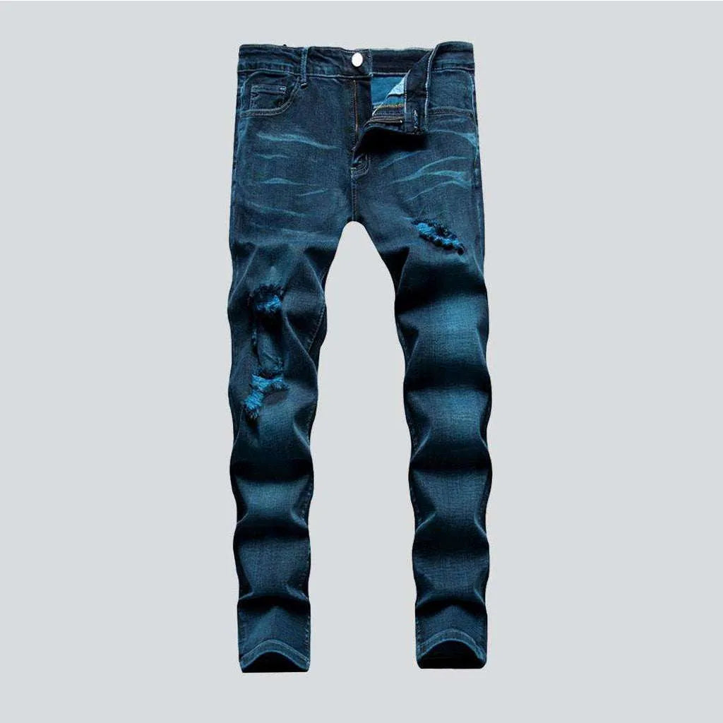 Office Outfits Electric blue men's ripped jeans