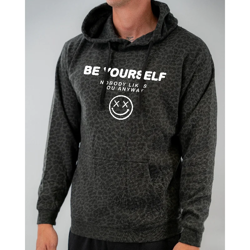 Cool Bottoms Salty Savage Unisex “BE YOURSELF” Lounge Hoodie | In Your Face | Black Leopard/White