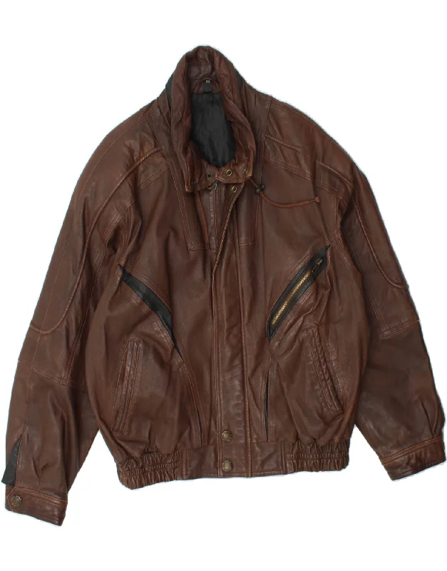 Trendy Apparel VINTAGE Mens Leather Jacket IT 50 Large Brown