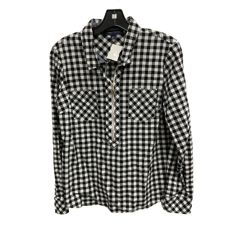 Sporty Designs Top Long Sleeve By Tommy Hilfiger In Black & White, Size: Sp