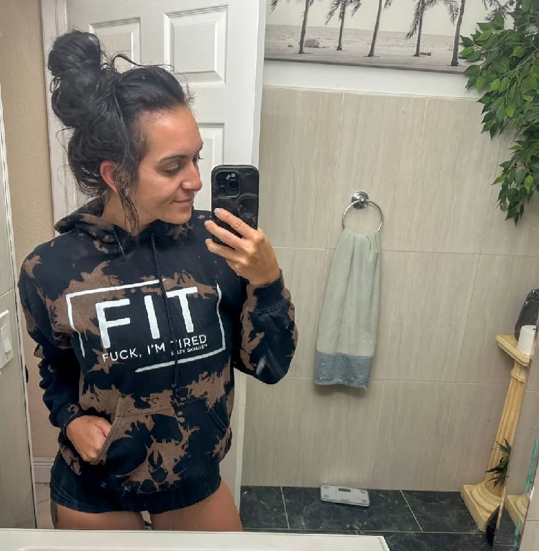 Urban Tees Salty Savage Unisex "FIT Fuck, I’m Tired" Classic Hoodie | Bleach Washed