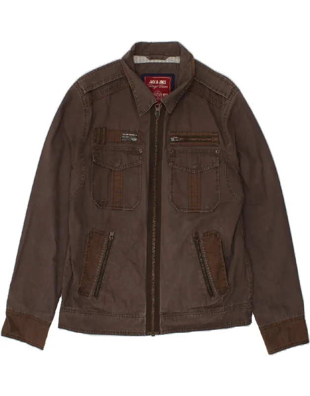 Formal Casuals JACK & JONES Mens Utility Jacket UK 40 Large Brown Cotton