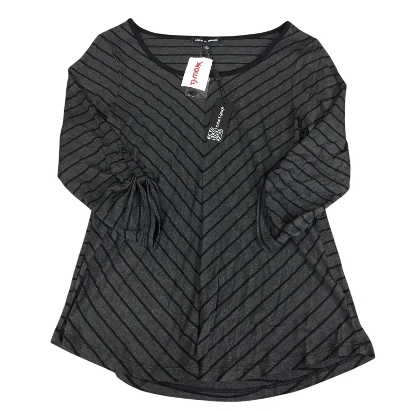Premium T-shirts Top 3/4 Sleeve By Cable And Gauge In Black & Grey, Size: M