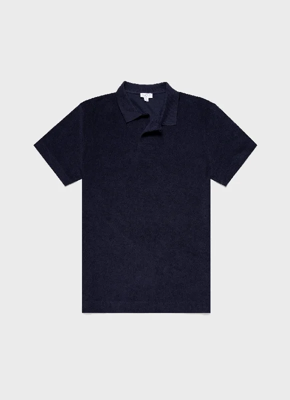 Comfy Pants Men's Towelling Polo Shirt in Navy
