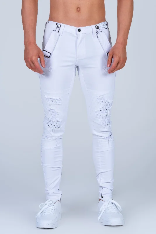 Fashion Jeans CARL WHITE JEAN with Holes & Backing