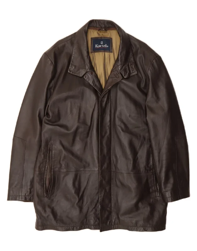 Smart Casual Wear KARTEL Mens Leather Jacket UK 40 Large Brown Leather