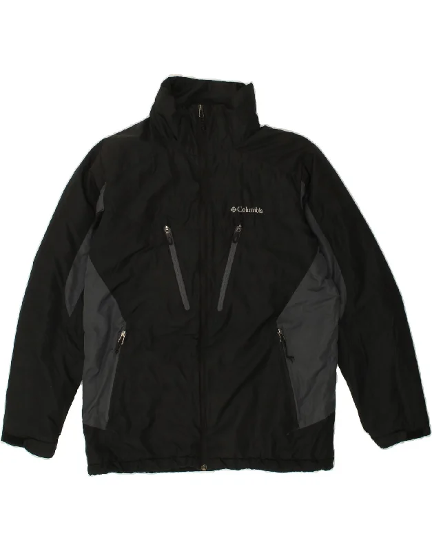 Fashionable Wear COLUMBIA Mens Windbreaker Jacket UK 38 Medium Black Colourblock Polyester